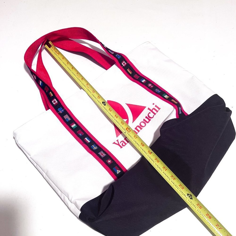 Nautical Flag Structured Tote Bag Navy Blue Red Yellow Needlepoint Handmade - Picture 7 of 9